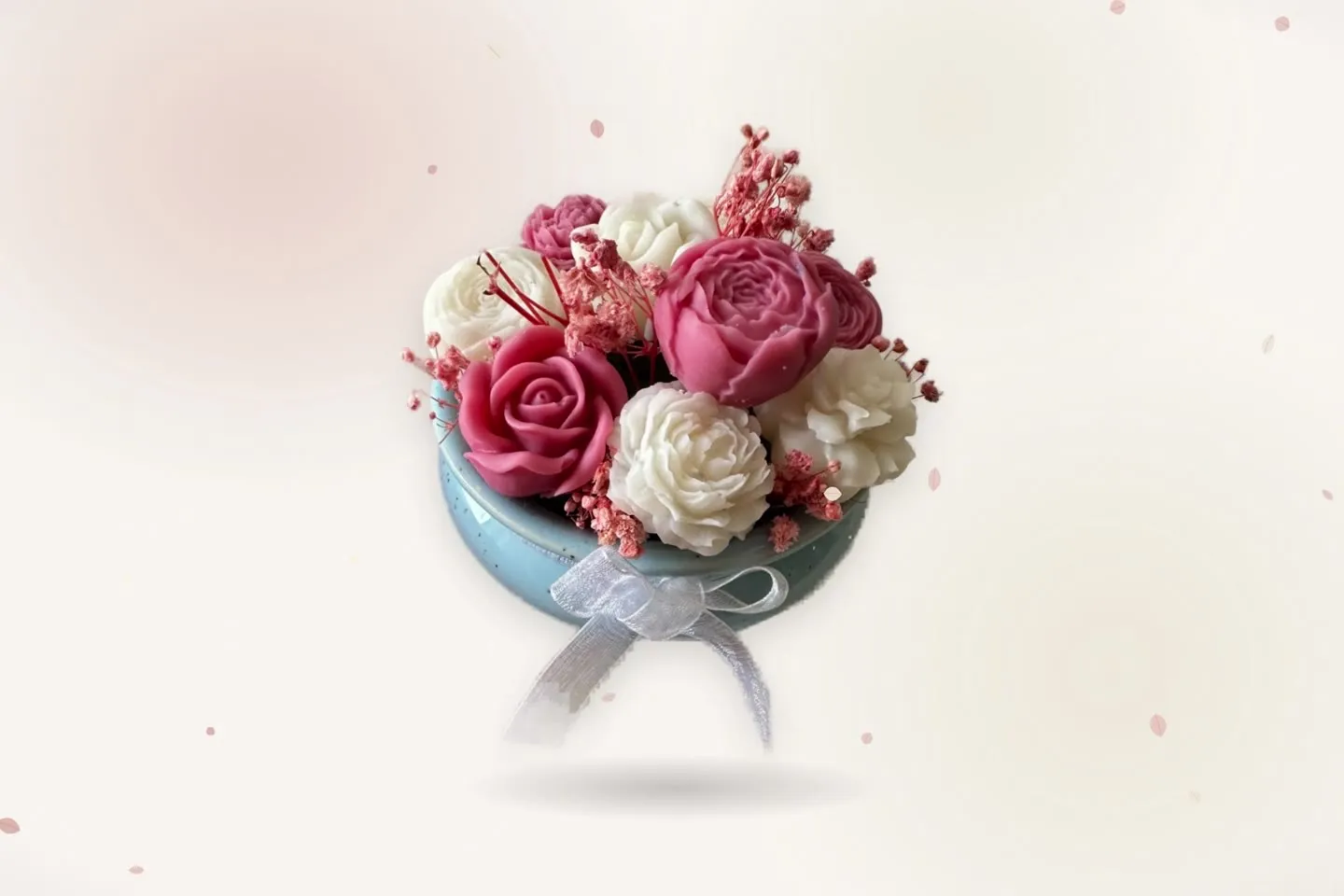 Still from a video of wax bouquets being made